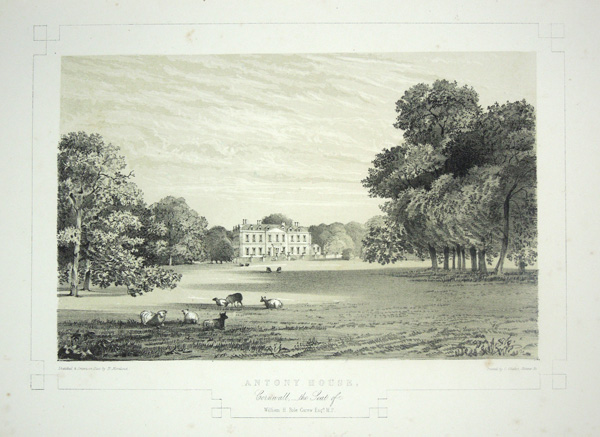 Antony House (View 1), the Seat of William H Pole Carew, Esq, M.P