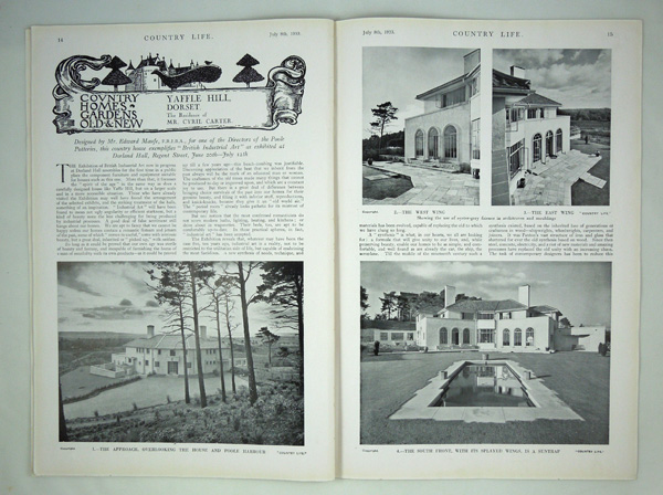 Yaffle Hill in Dorset designed by Edward Maufe, 1930's. Country Life 1933