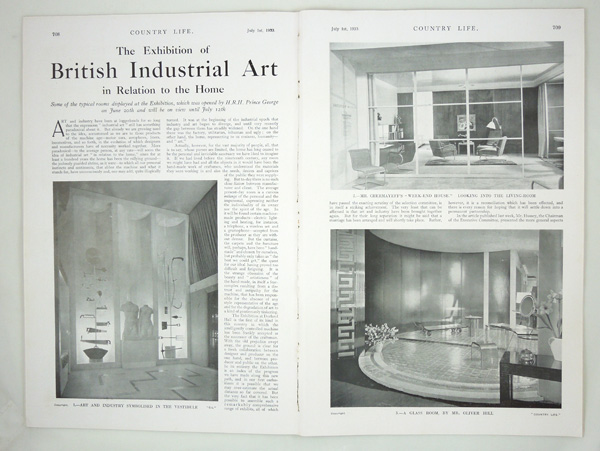Exhibition of British Industrial Art in Relation to the Home. (Designs by Serge Chermayeff and Oliver Hill)