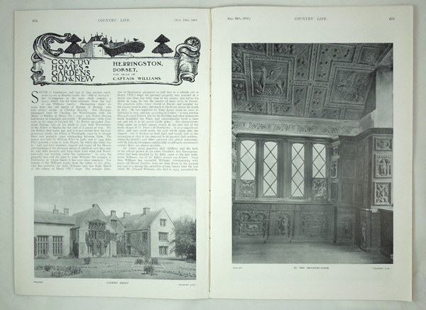 Country Life Magazine article on Herringston House in Dorset for November  15th 1913